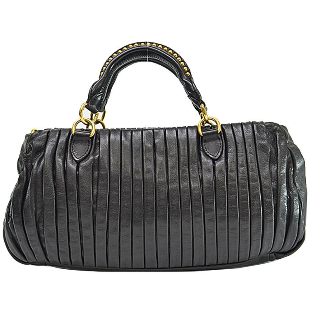 Miu Miu Shoulder Leather 2way Black Bag Alloy - Picture 1 of 5